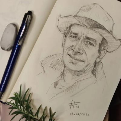 Desenho em homenagem a seu pai Antonio Carlos